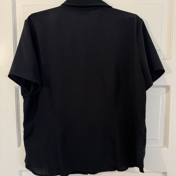 Croft and Barrow black button-up short-sleeve blouse - L - Picture 2 of 3